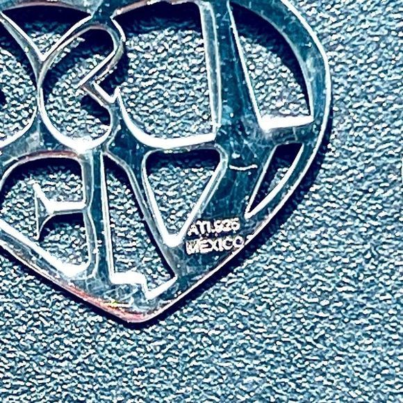 Sterling Silver Love in Heart Butterfly Hook Earrings ATI‎ 925 Mexico Stamped - Picture 6 of 9